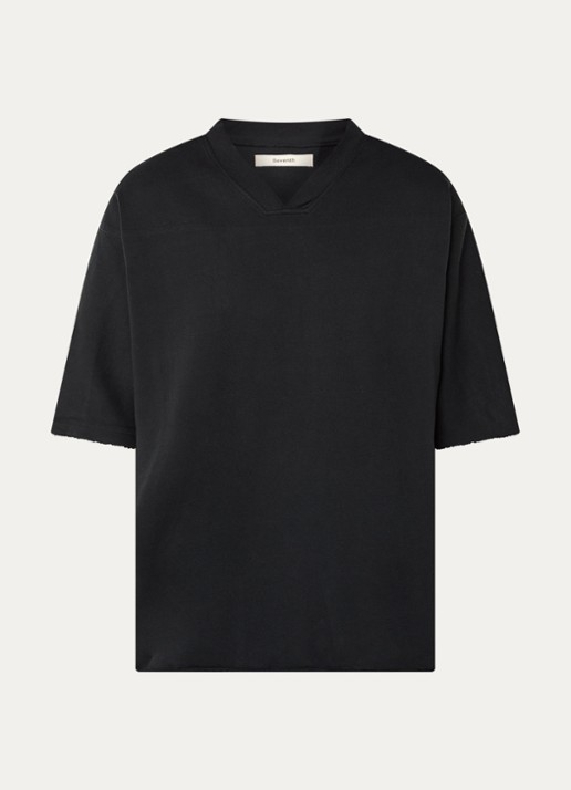 Seventh Kimono T-shirt met V-hals - voorkant 3 zwart