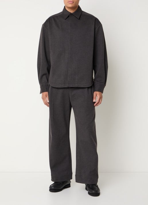 Seventh M5 Oxford oversized overhemd met steekzakken - voorkant 2 antraciet