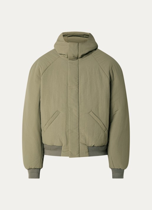 Seventh Orb puffer jack van canvas met capuchon en steekzakken - voorkant 3 mosgroen