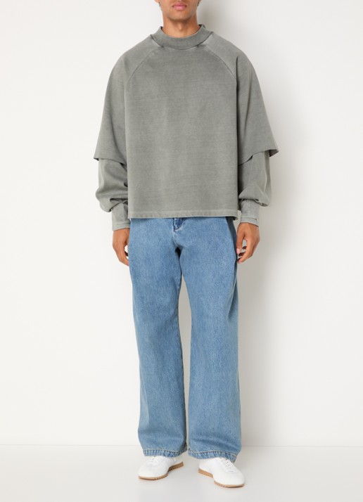 Seventh Raglan sweater met ronde hals - voorkant 4 olijfgroen