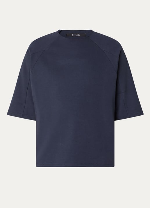 Seventh T-shirt met gerafeld detail - voorkant 3 donkerblauw
