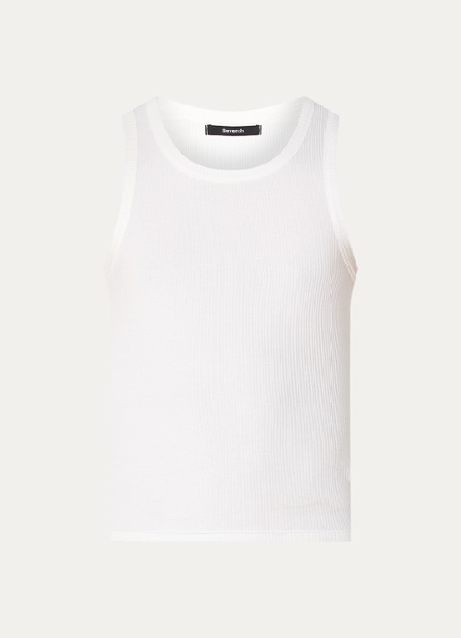 Seventh Tanktop met ribstructuur - voorkant wit
