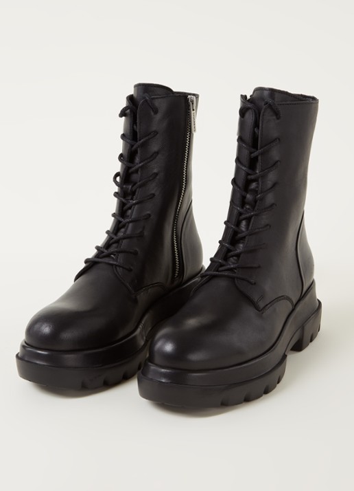 Shabbies Amsterdam Biker boot van leer  - detail 2 zwart