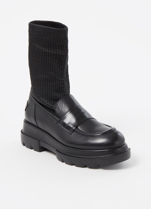 Shabbies Amsterdam Miki loafer van leer - voorkant 4 zwart
