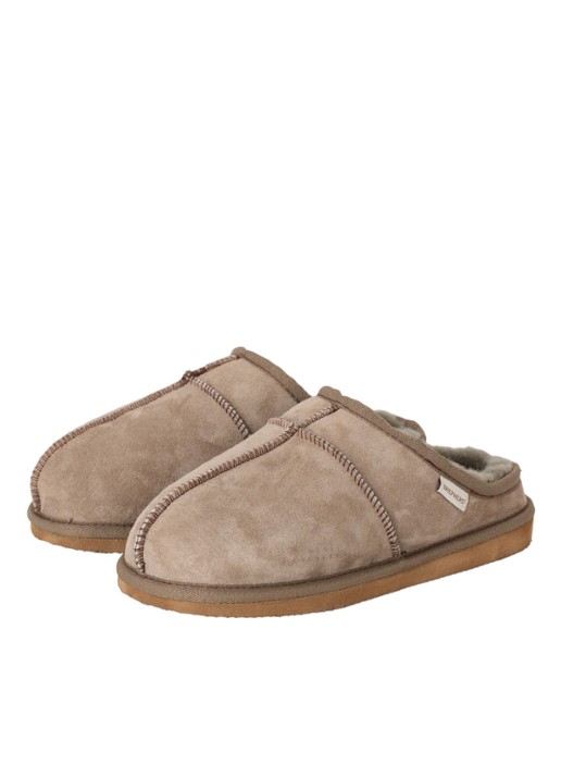 Shepherd Bobo pantoffel van schapensuède - detail taupe