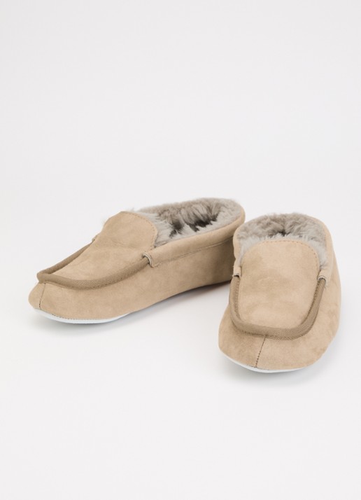 Shepherd Douglas pantoffel van schapensuède - detail beige