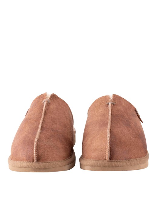 Shepherd Hugo pantoffel van schapenleer - detail cognac