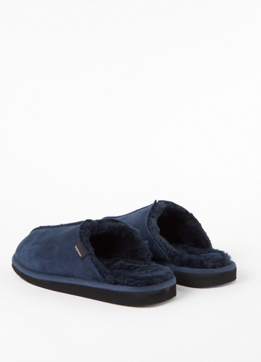 Shepherd Hugo pantoffel van schapenleer - detail 2 royalblauw
