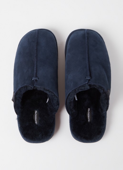 Shepherd Hugo pantoffel van schapenleer - detail 3 royalblauw