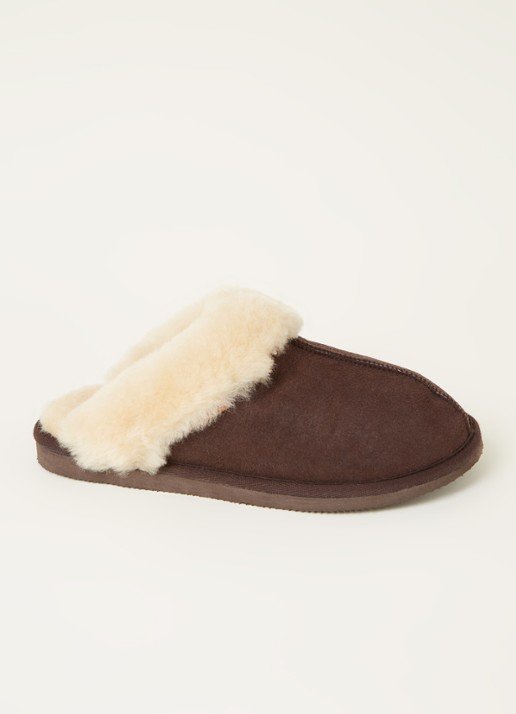 Shepherd Jessica pantoffel van suède - voorkant 3 donkerbruin