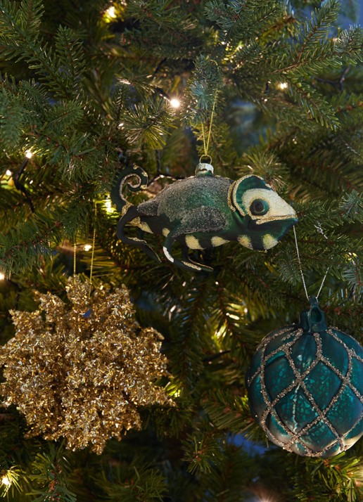 Shishi Chameleon kersthanger 16 cm - voorkant 3 donkergroen