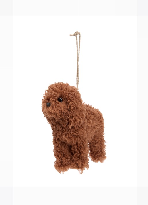 Shishi Hond kersthanger 12 cm - voorkant 2 bruin