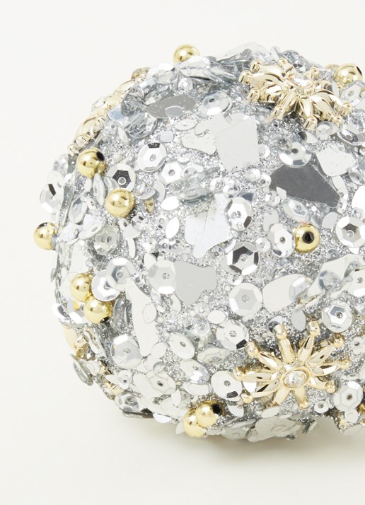 Shishi Kerstbal 8 cm - detail 3 zilver