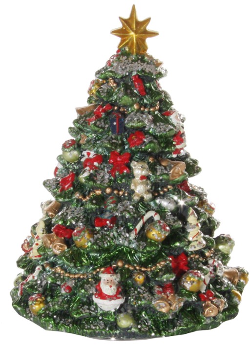 Shishi Kerstboom muziekdoos 16 cm - voorkant groen