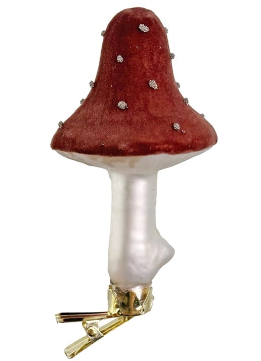 Shishi Paddenstoel kerstornament met clip 12,5 cm