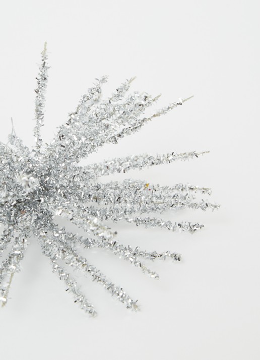 Shishi Tinsel kerstbal 18 cm - detail zilver