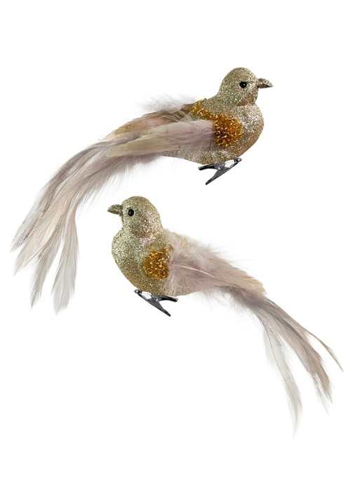 Shishi Vogels kerstornament met clip 19 cm set van 2