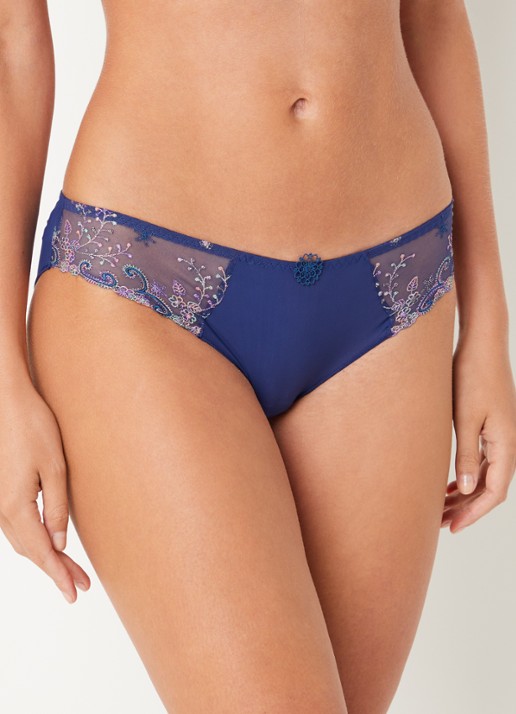 Simone Pérèle Delice slip met borduring - voorkant 2 royalblauw