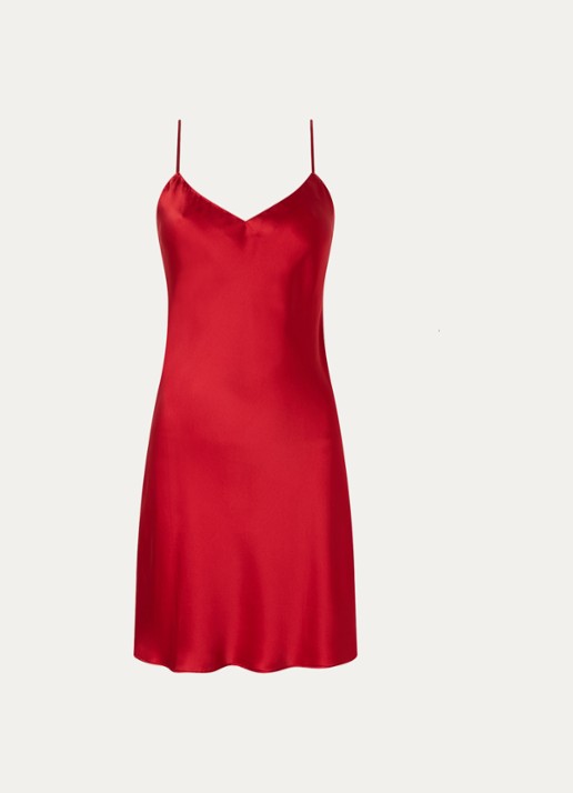 Simone Pérèle Dream slipdress van zijde - voorkant 2 rood