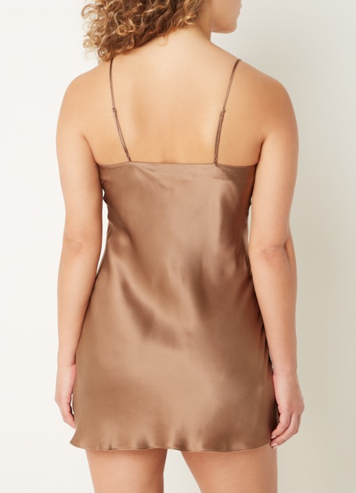 Simone Pérèle Dream slipdress van zijde - achterkant bruin
