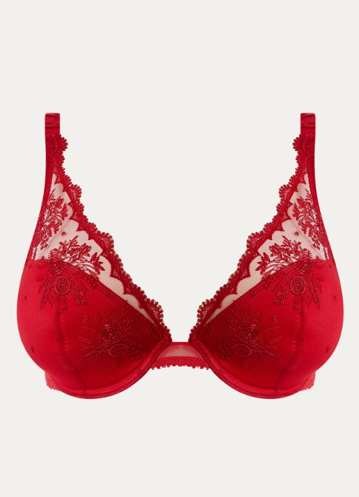 Simone Pérèle Intrigue beugel bh met overlay van mesh - voorkant rood