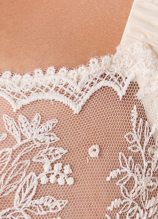 Simone Pérèle Intrigue beugel bh van mesh met borduring - detail 5 lichtroze