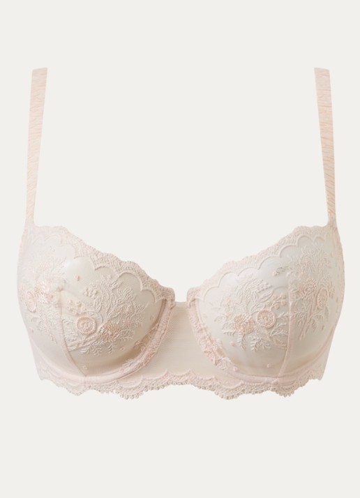 Simone Pérèle Intrigue beugel bh van mesh met borduring - voorkant 2 lichtroze