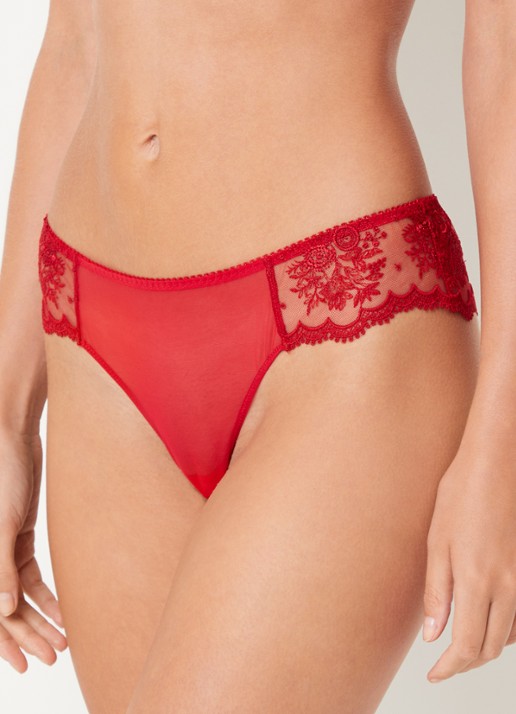 Simone Pérèle Intrigue string van mesh - voorkant 5 rood