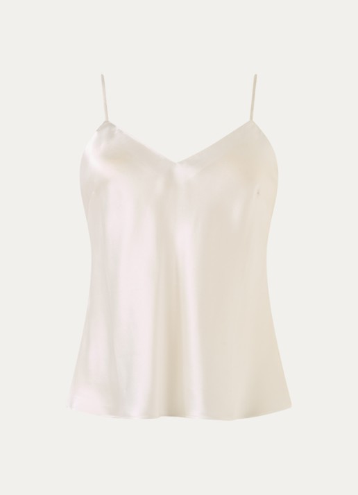 Simone Pérèle Love Me pyjamatop van zijde - voorkant 3 creme