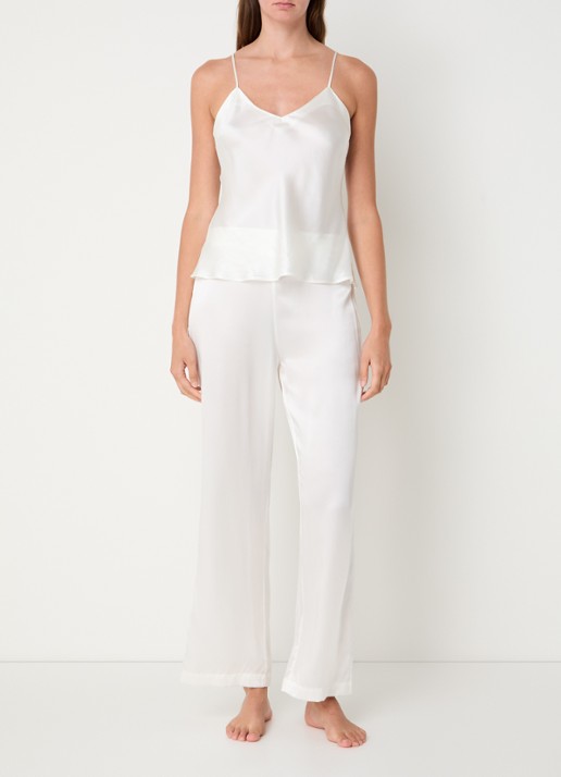 Simone Pérèle Love Me straight fit pyjamabroek van zijde - voorkant 3 creme