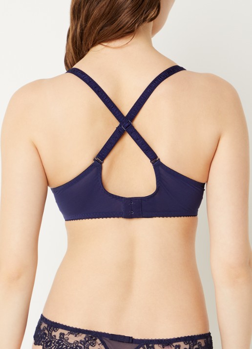 Simone Pérèle Passion plunge beugel bh van mesh met kant - detail 5 donkerblauw