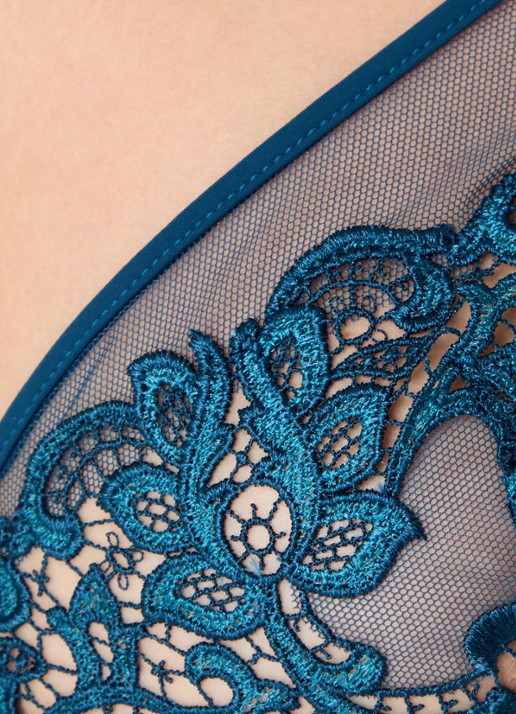 Simone Pérèle Saga beugel bh van mesh met borduring - detail 3 petrol