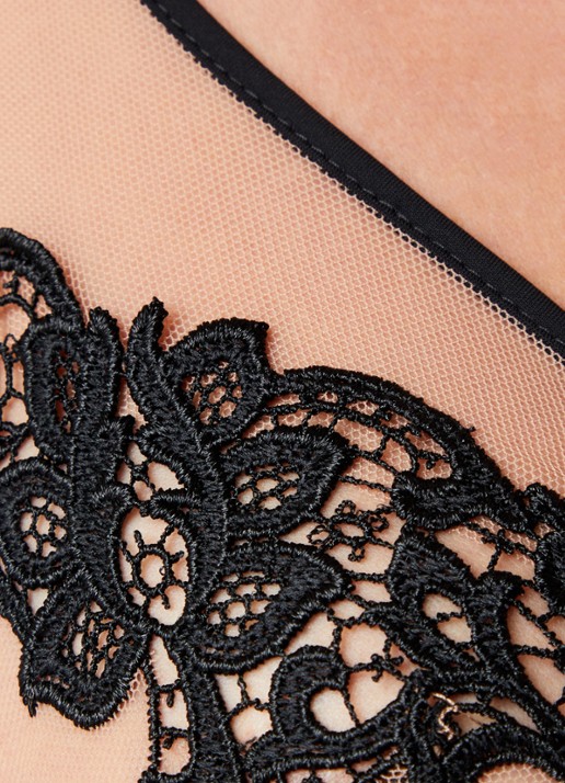 Simone Pérèle Saga plunge bh van mesh met broderie - detail 2 zwart