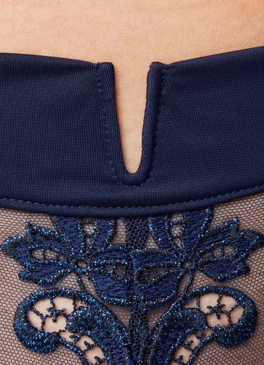 Simone Pérèle Saga slip met kant en mesh  - detail 2 donkerblauw