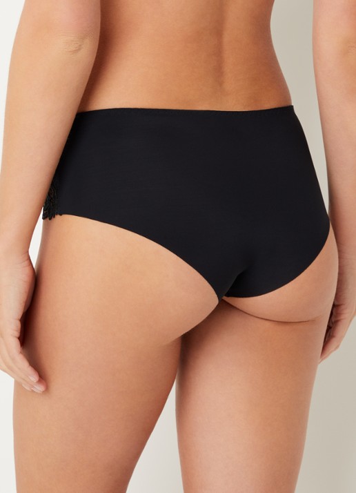 Simone Pérèle Saga slip van mesh met broderie - achterkant 5 zwart