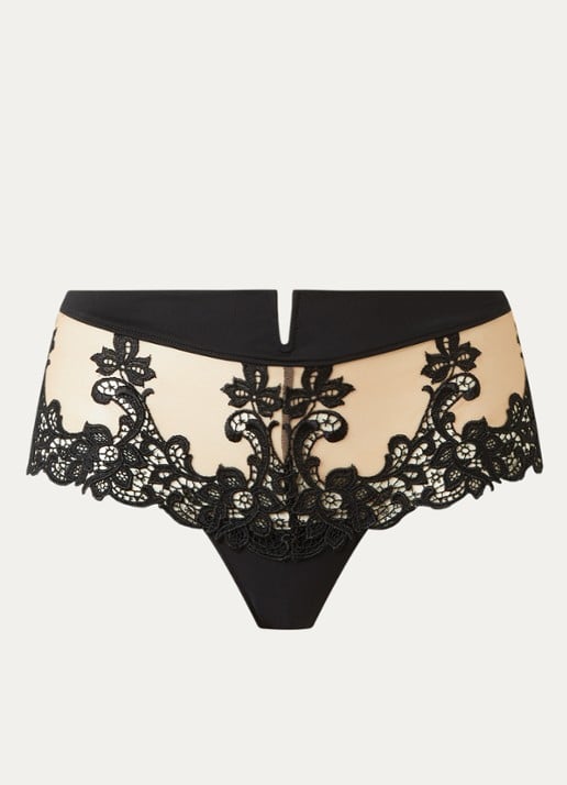 Simone Pérèle Saga slip van mesh met broderie