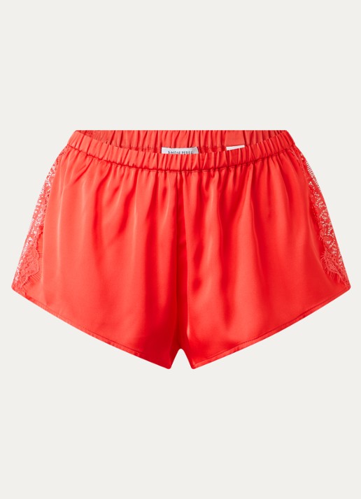 Simone Pérèle Satin Secrets pyjamashort met kant - voorkant donkerroze