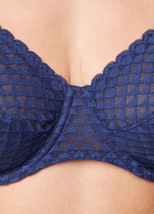Simone Pérèle Subtile voorgevormde beugel bh van kant - detail 2 donkerblauw
