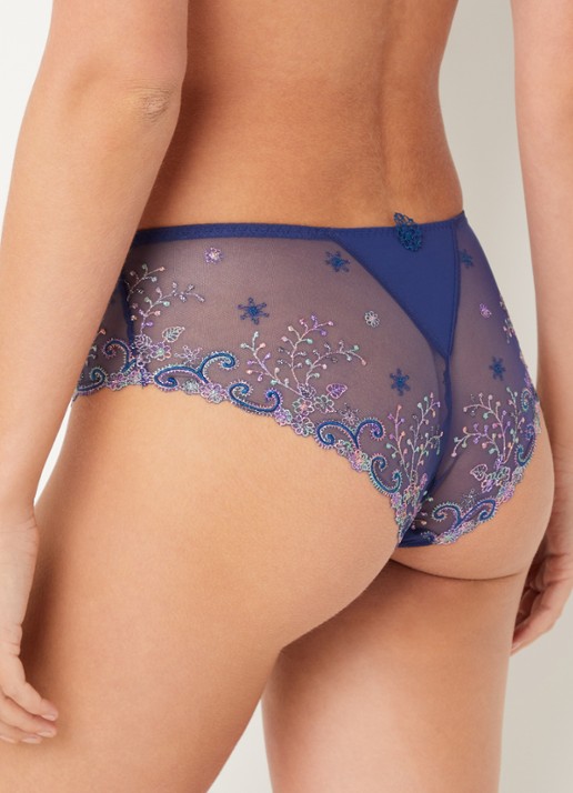 Simone Pérèle Tanga met borduring - achterkant 3 royalblauw