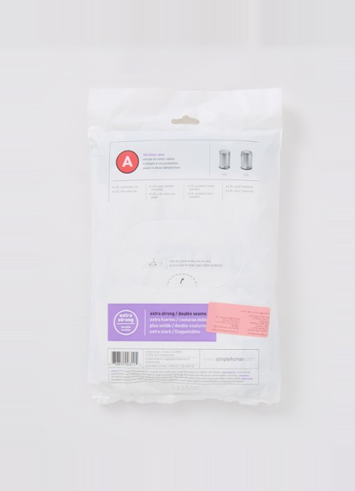 Simplehuman Afvalzakken Code A 4,5 liter 30 stuks - voorkant 2 wit