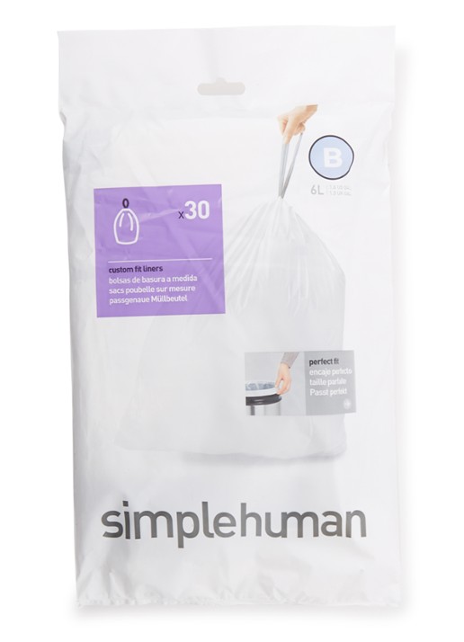 Simplehuman Afvalzakken Code B 6L 150 stuks - voorkant wit