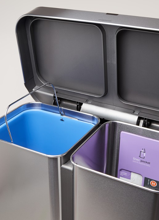 Simplehuman Prullenbak met sensoren 58 liter - detail zilver