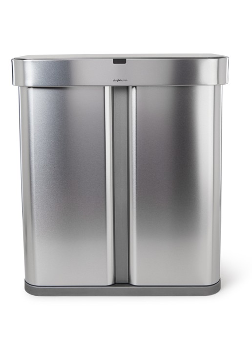 Simplehuman Prullenbak met sensoren 58 liter - voorkant 2 zilver