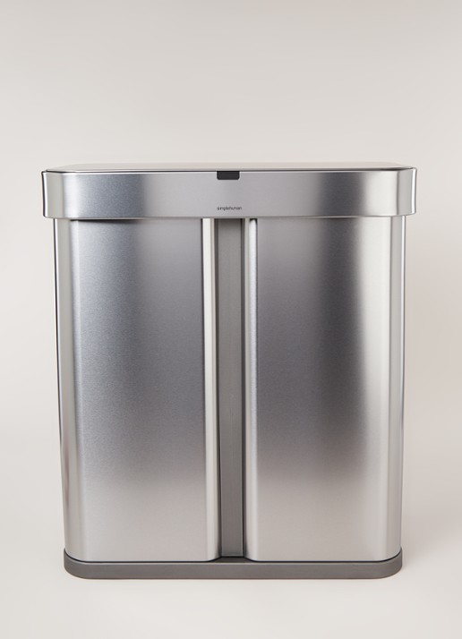 Simplehuman Prullenbak met sensoren 58 liter - voorkant 3 zilver
