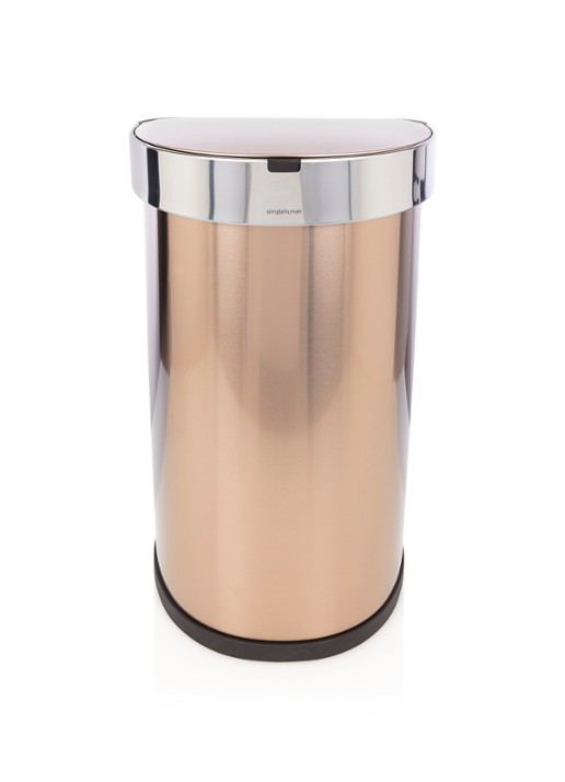 Simplehuman Semi Round sensor prullenbak 45 liter - voorkant roségoud