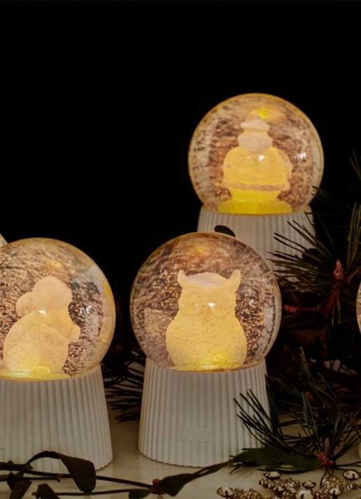 Sirius Capella sneeuwbol met LED verlichting 14,5 cm - detail transparant