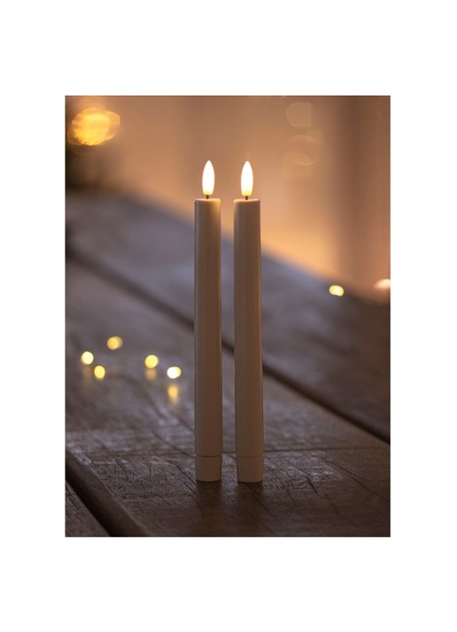 Sirius Sille tall LED-kaars 25 cm set van 2 - voorkant 2 wit