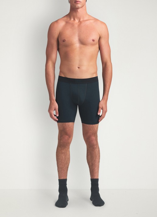 SKIMS Boxershort met logoband in 3-pack - voorkant 6 blauwgrijs