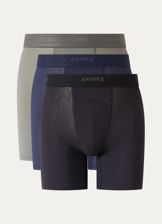 SKIMS Boxershorts met logoband in 3-pack - voorkant zwart
