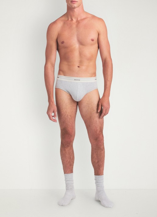 SKIMS Classic Cotton slip met logoband - voorkant 4 grijs